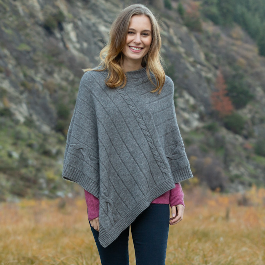 Noble Wilde Merino & Possum Cable Poncho