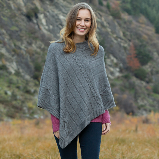 Noble Wilde Merino & Possum Cable Poncho